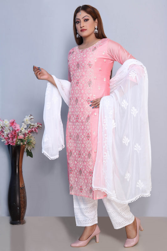 Elegant Pink Embroidered Dress