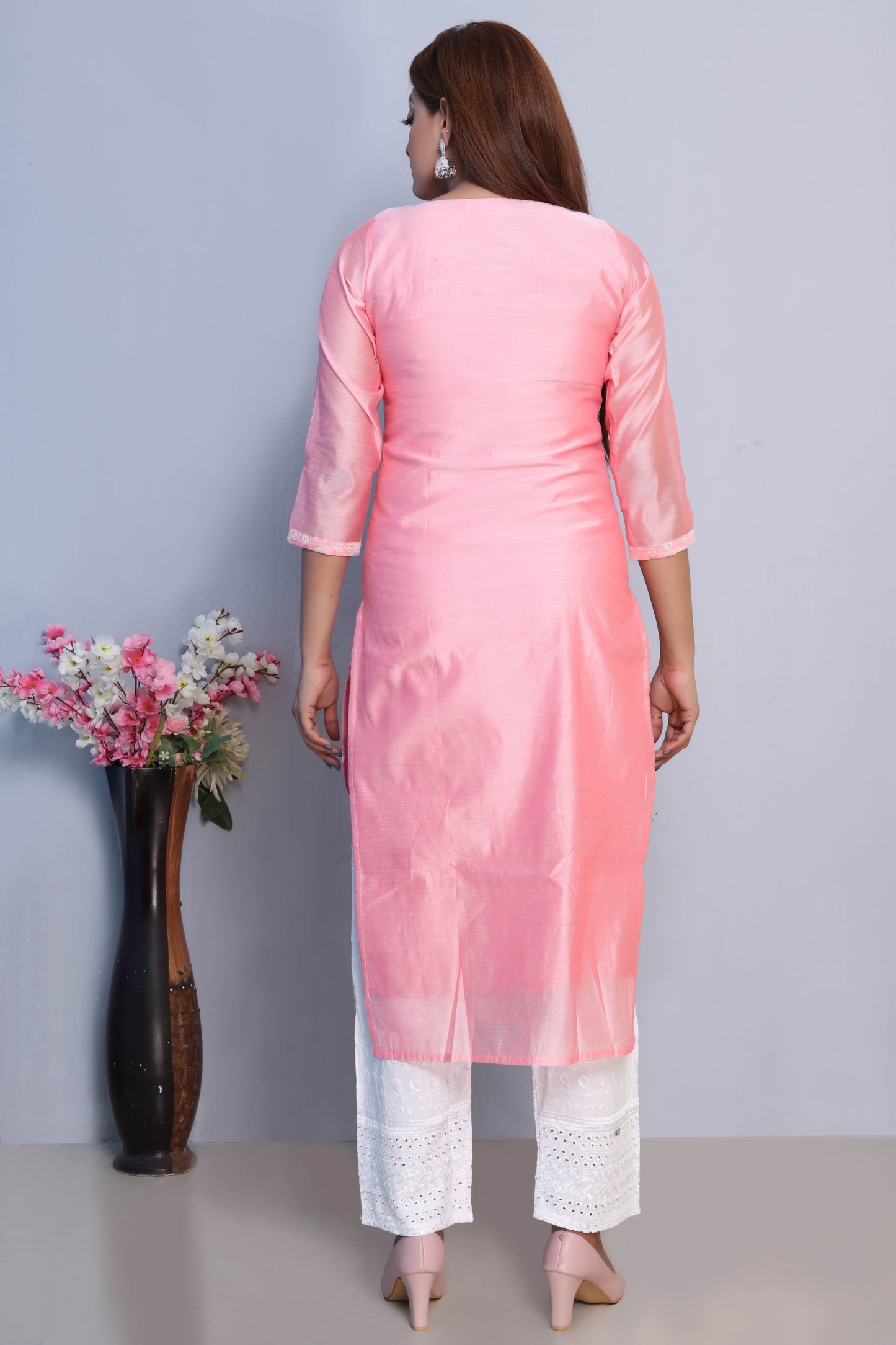 Elegant Pink Embroidered Dress