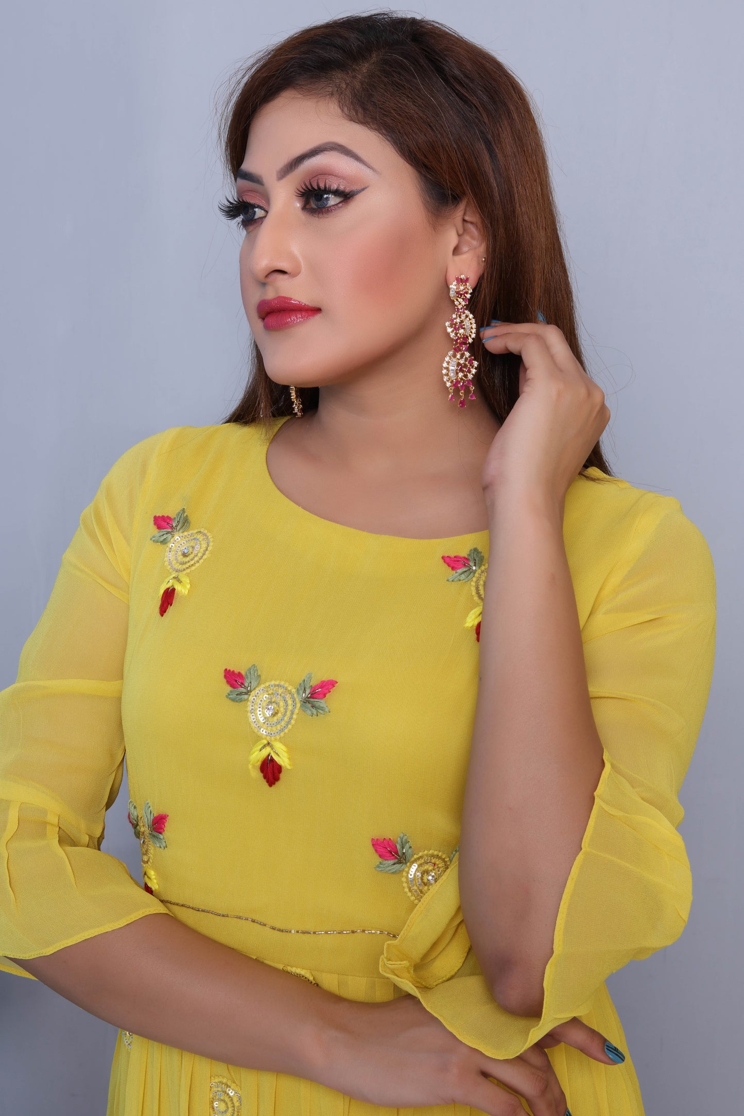 Yellow Embroidered Maxi Dress