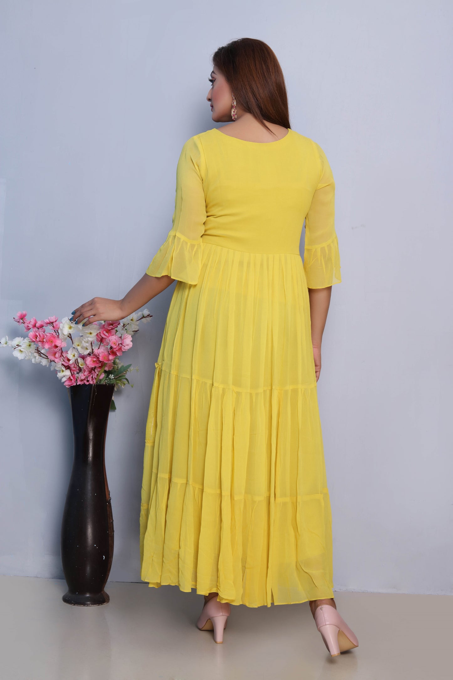 Yellow Embroidered Maxi Dress