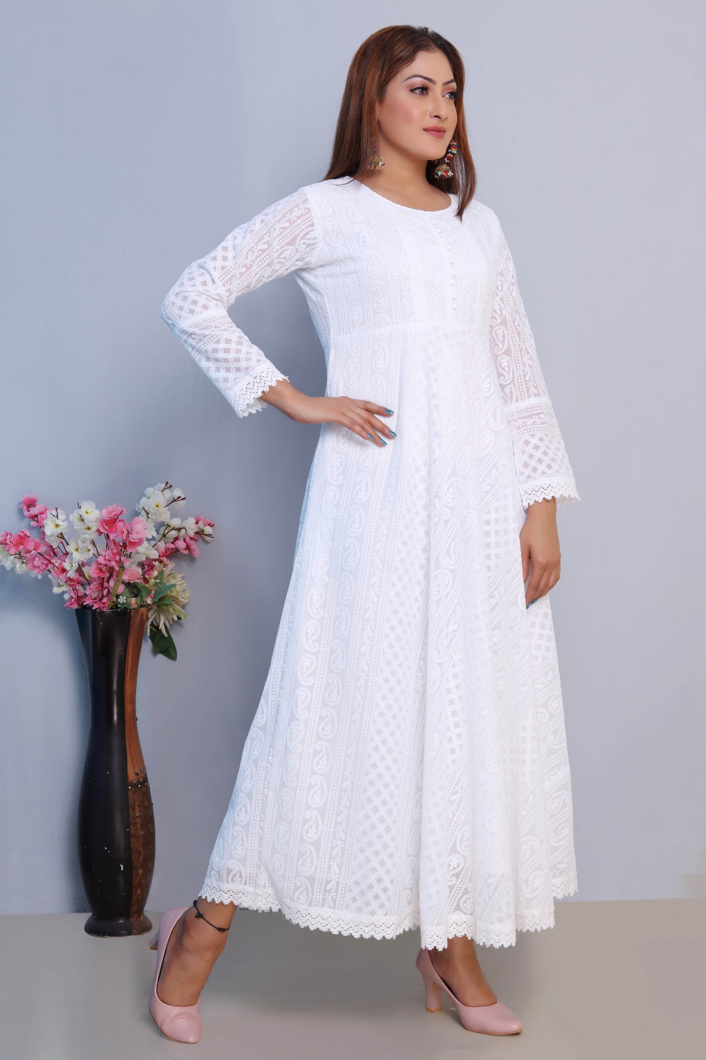 White Embroidered Maxi Dress