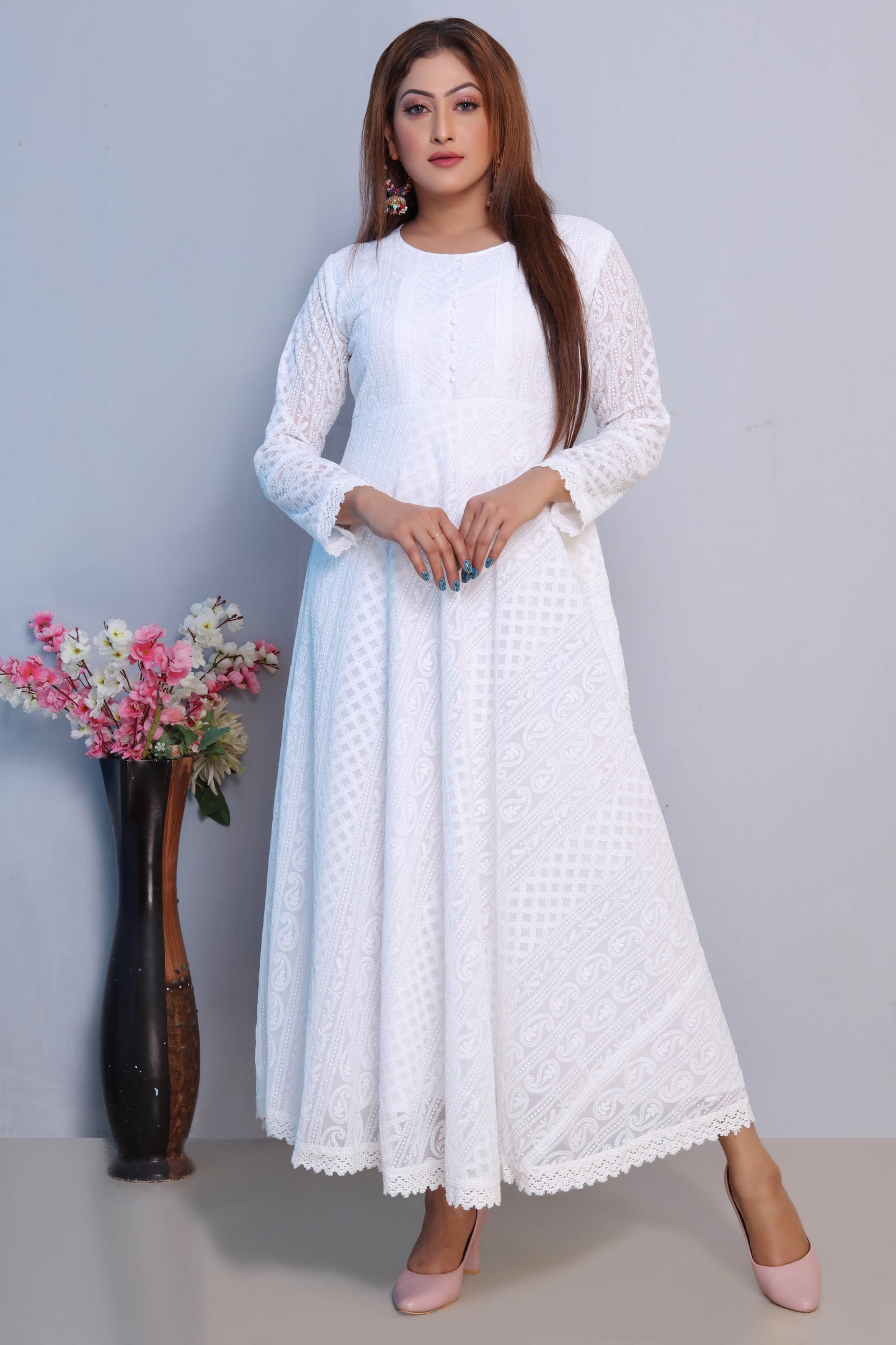 White Embroidered Maxi Dress