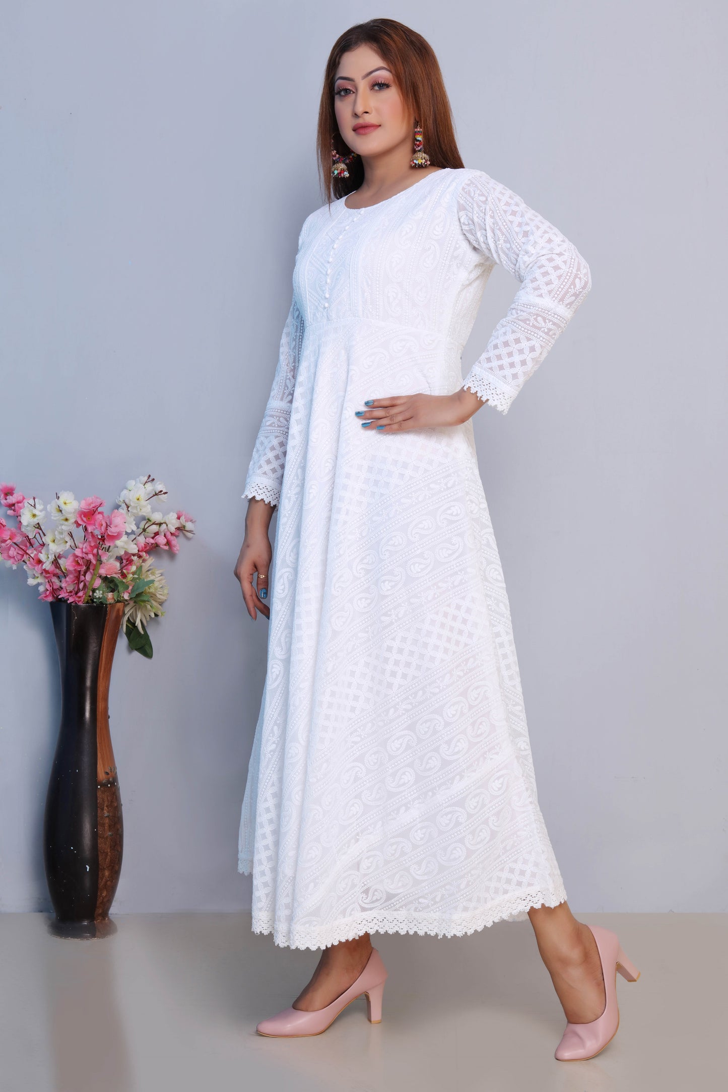 White Embroidered Maxi Dress