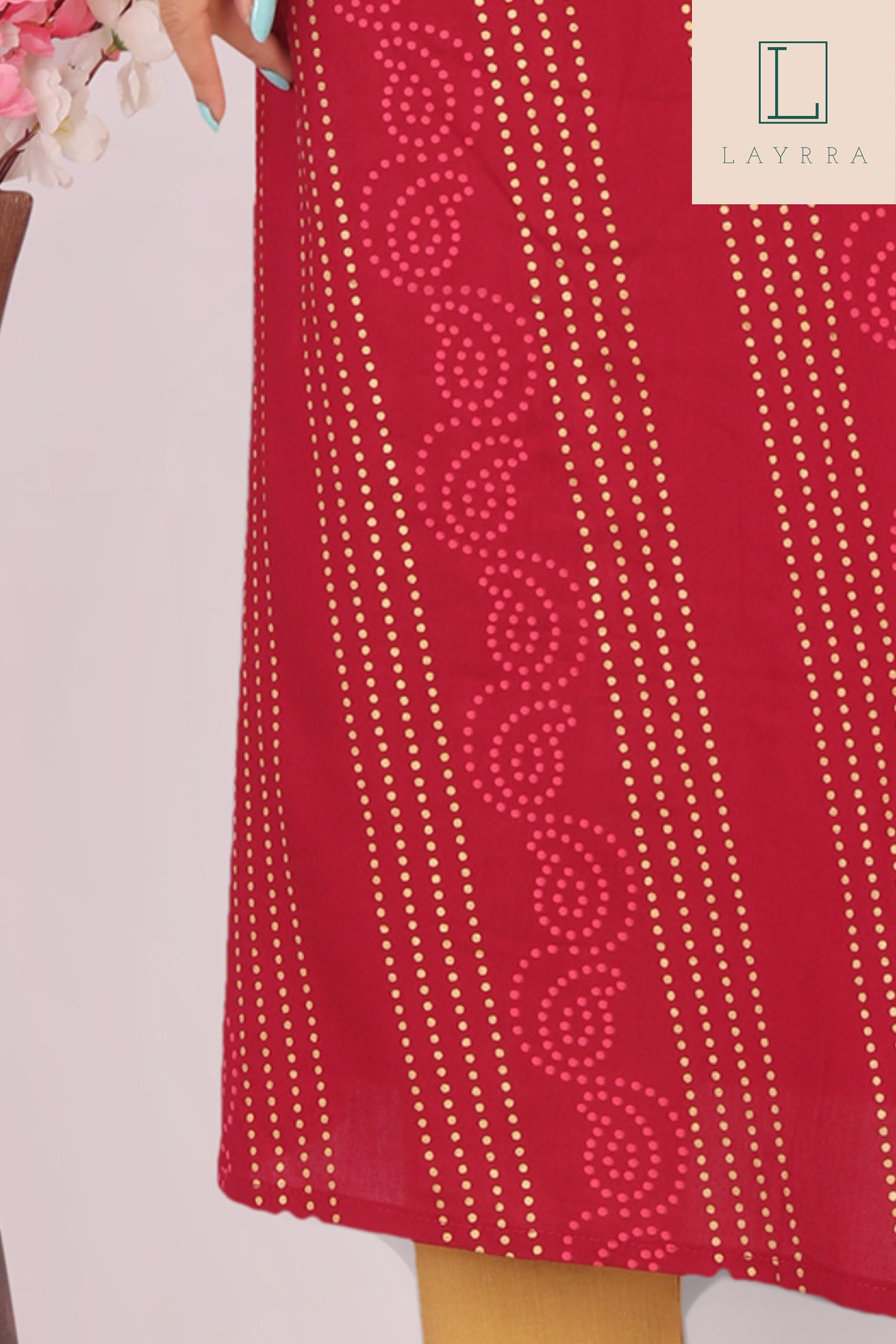 Women Plum Purple Ethnic Bandhani Print Kurta with Trousers