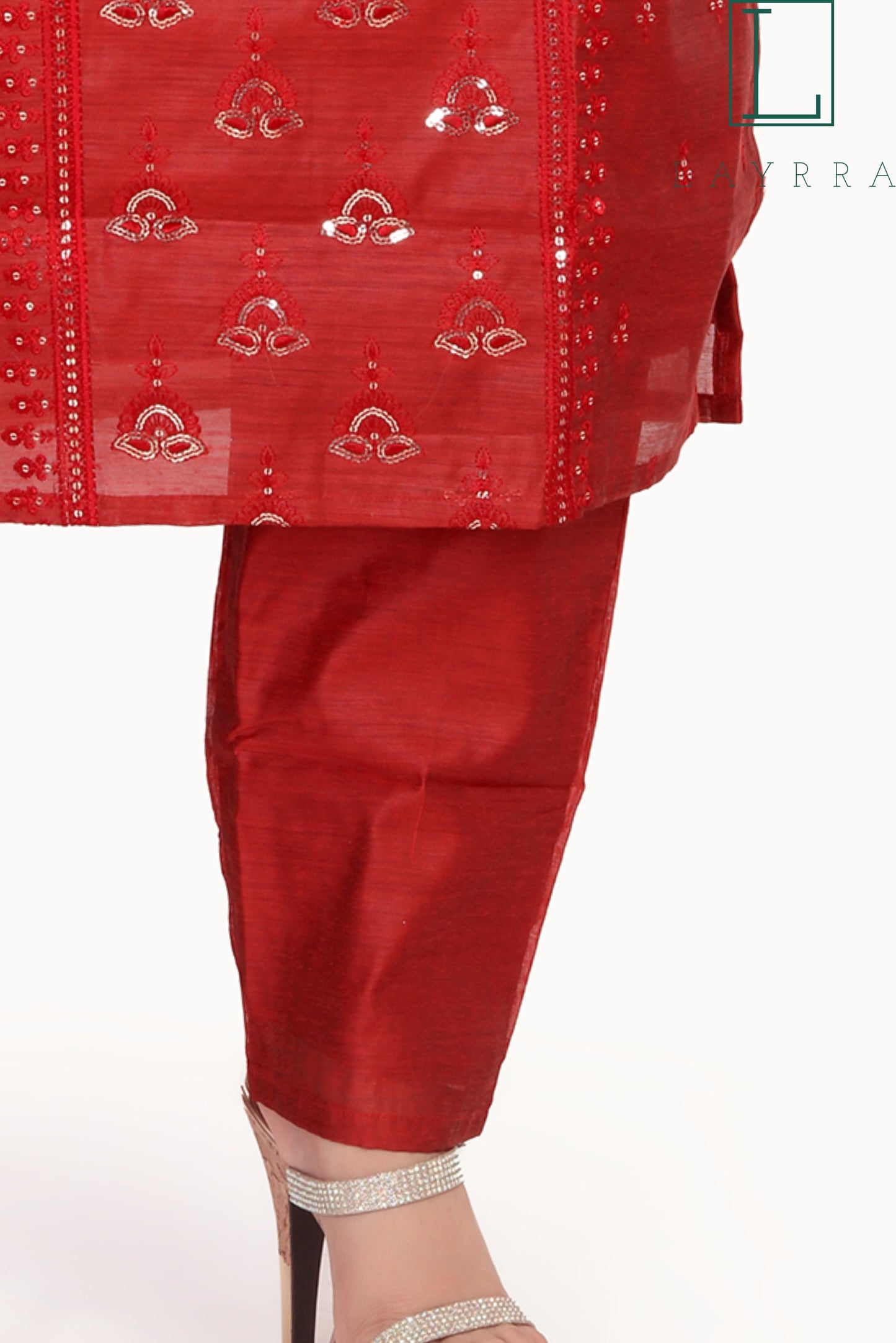 Women Dark Red Ethnic Motifs Sequinned Kurta with Pants & With Dupatta - Complete Set