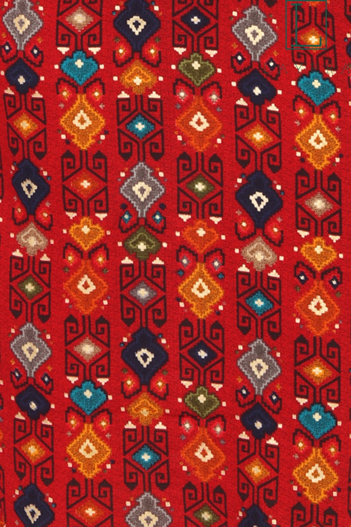 Women Red & Orange Motifs Print Floral Embroidered Kurta with Trousers