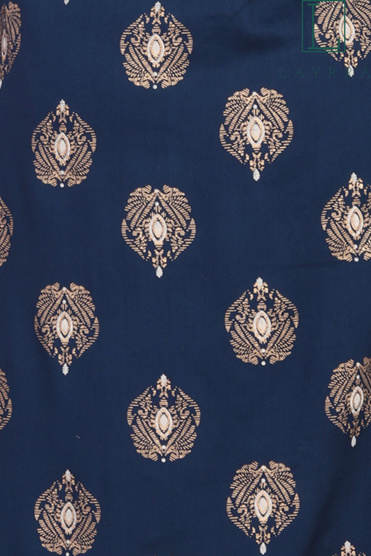 Women Navy Blue & Gold Ethnic Motifs Print Kurta with Pants - Complete Set