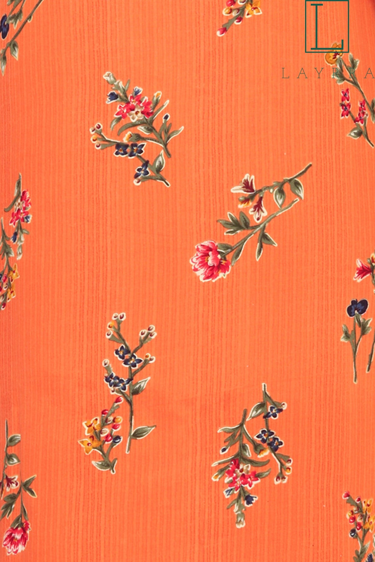 Women Orange Ethnic Floral Print Embroidered Mirror work Kurta with Trousers