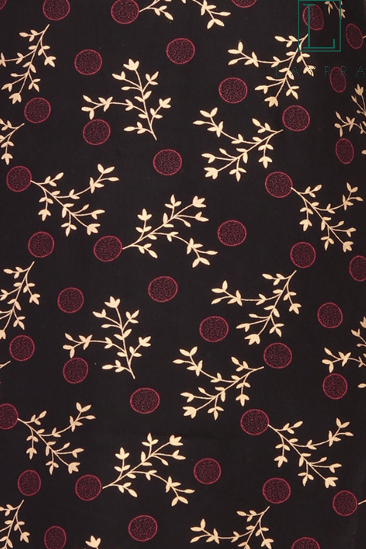Women Black & Gold Ethnic Floral Print Kurta with Trousers