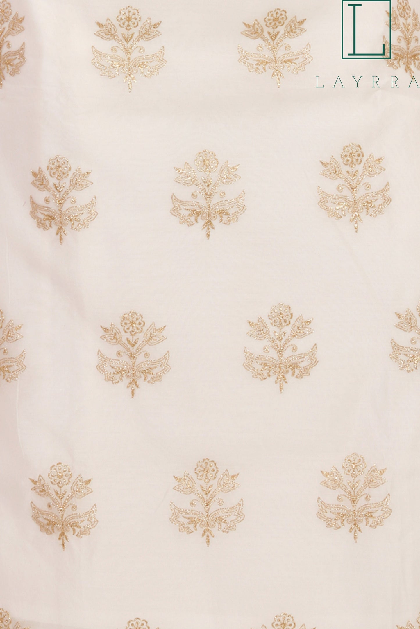 Women White Gold Ethnic Floral Embroidered Kurta with Palazzos & With Dupatta - Complete Set