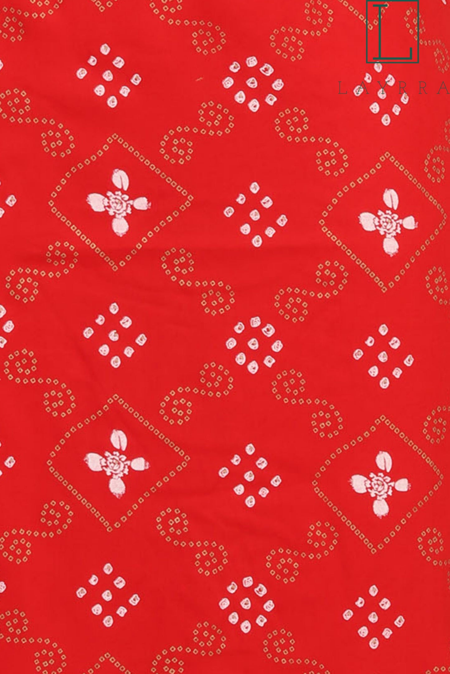 Women Red Ethnic Bandhani Diamond Print Kurta with Palazzos - Complete Set