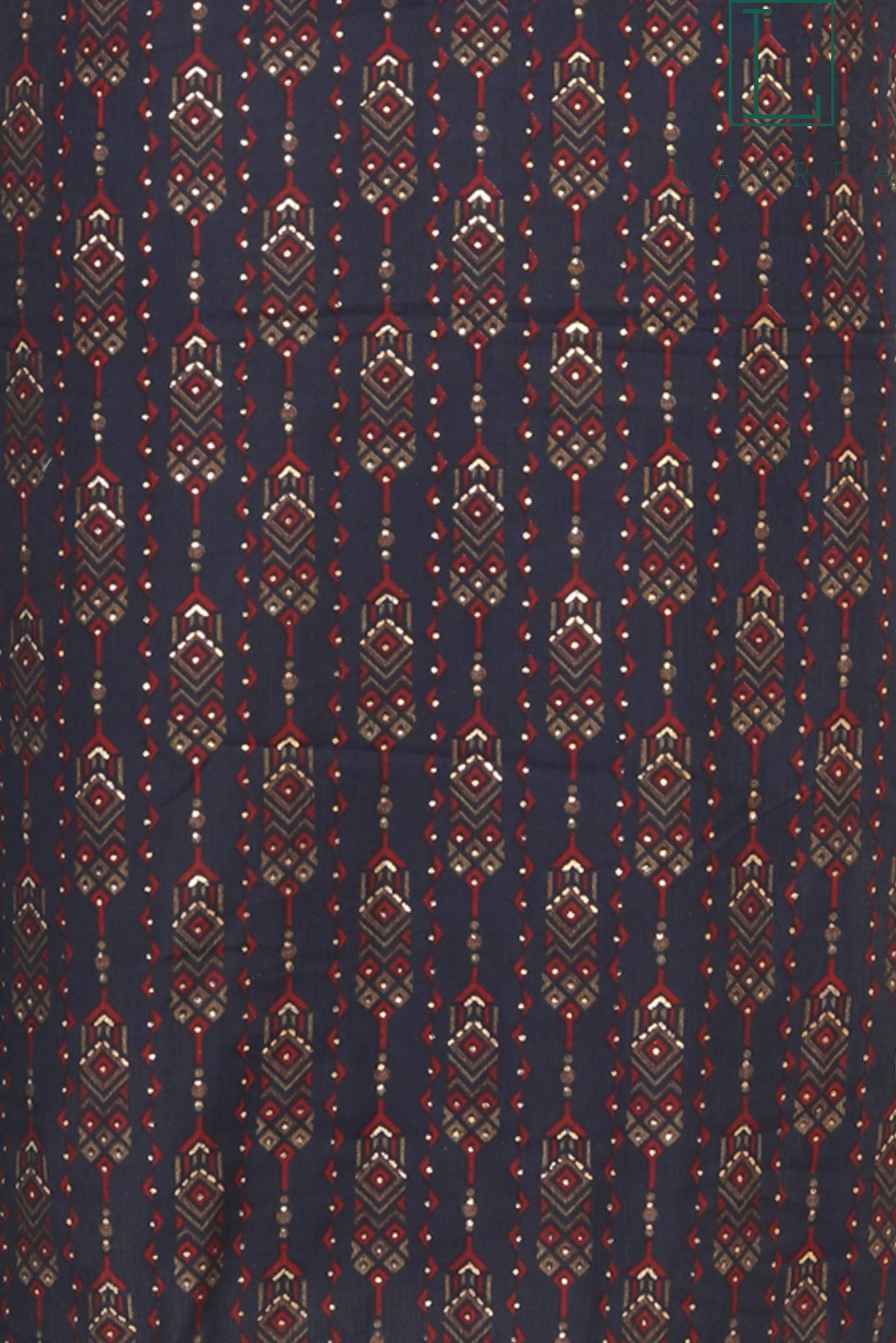 Women Navy Blue & Bronze Ethnic Motifs Print Kurta with Trousers