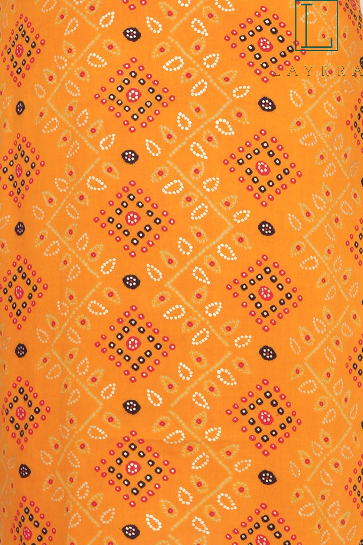 Women Orange Ethnic Bandhani Print Motifs Embroidered Kurta with Trousers