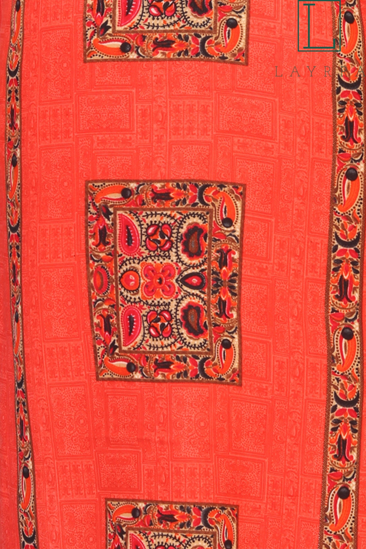 Women Red Orange Ethnic Abstract Printed Kurta with Trousers