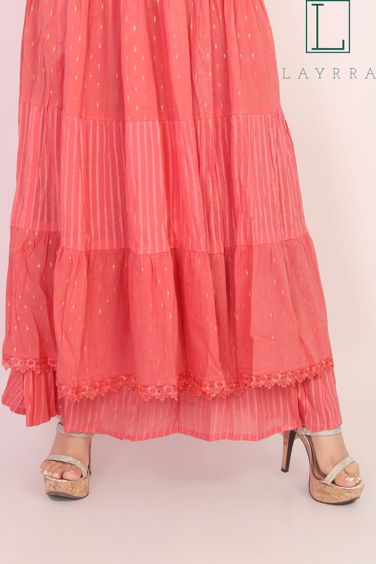Women Pink Ethnic Koti Style Embroidered Anarkali Kurta - Complete Set