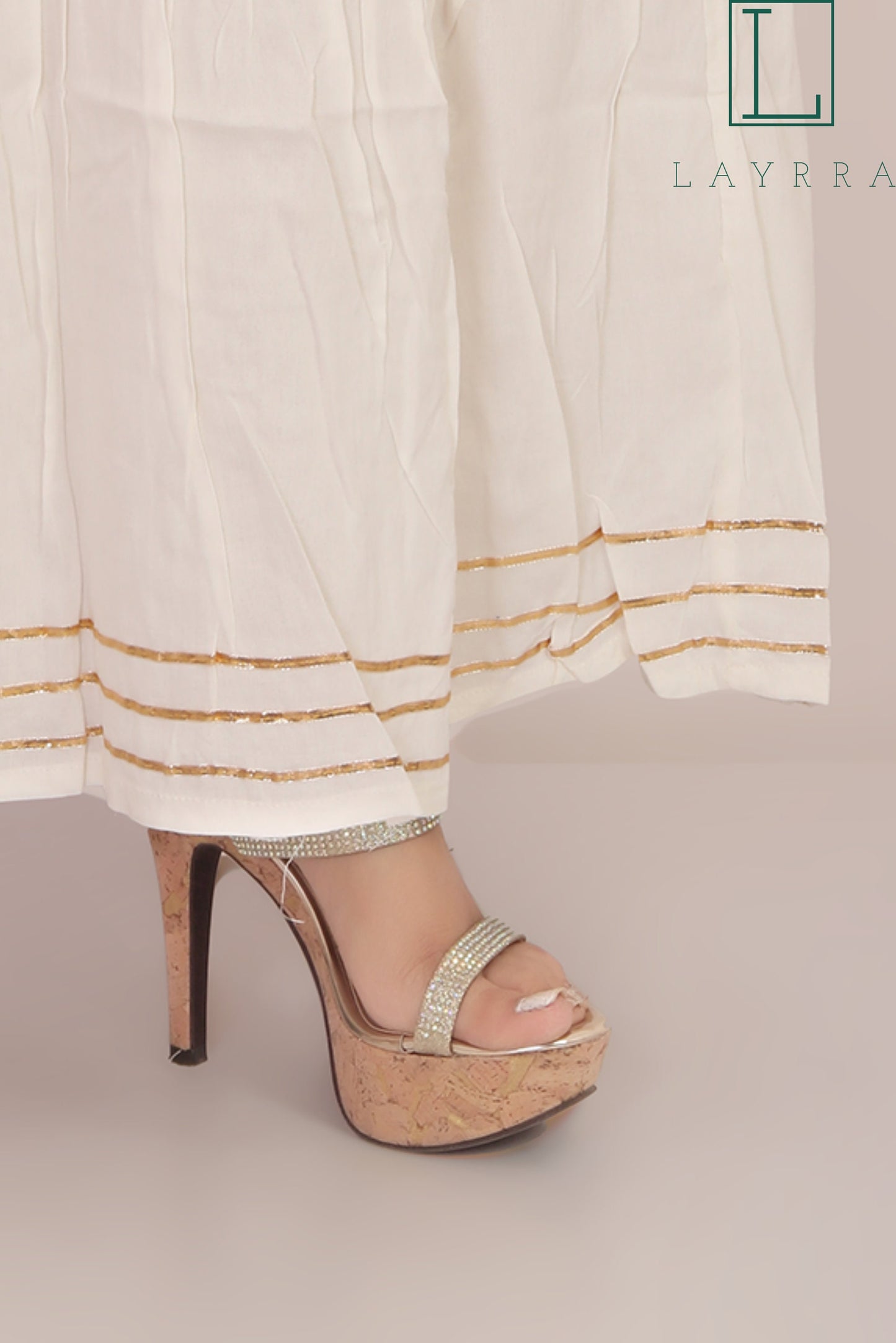 Women Yellow, White & Golden Ethnic Koti Style Embroidered Kurta - Complete Set