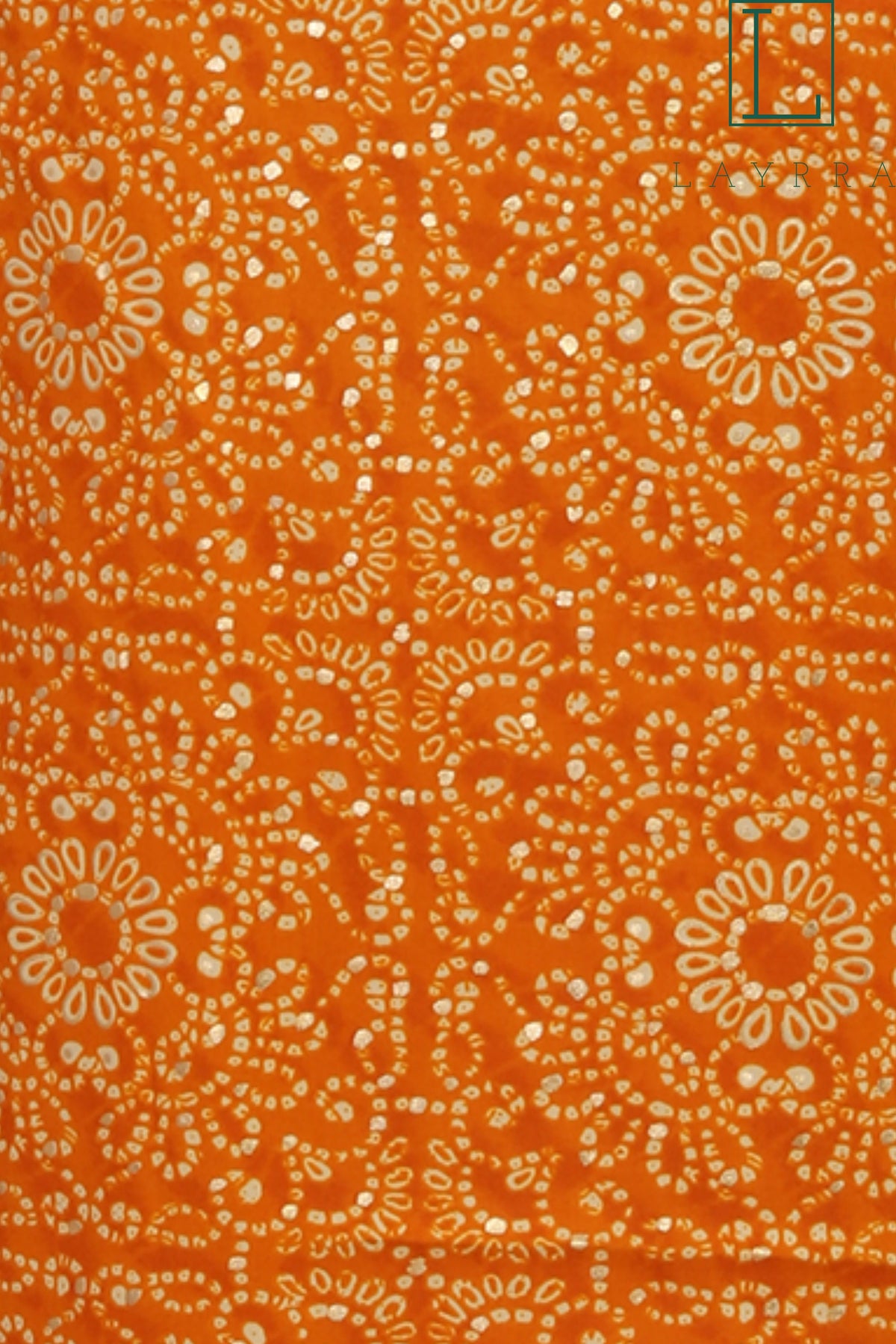 Women Orange Ethnic Bandhani Print Embroidered Mirror Work Kurta with Trousers
