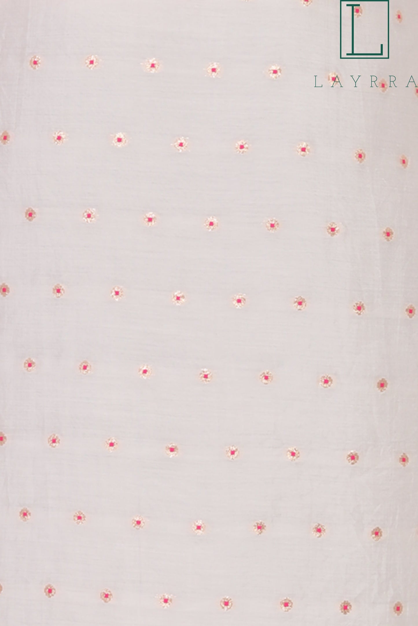 Women White Pink & Gold Motifs Sequinned Embroidered Kurta with Trousers